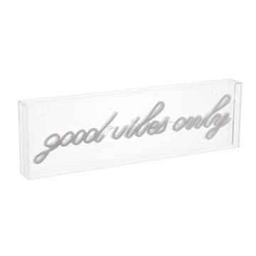 Good Vibes Only Contemporary Glam Acrylic Box USB Operated LED Neon Light - JONATHAN Y